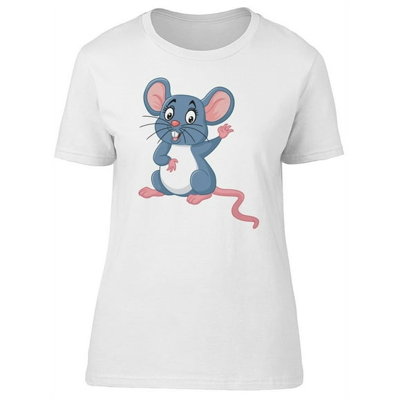 Cute Happy Mouse Cartoon T-Shirt Women -Image by Shutterstock, Female x-Large