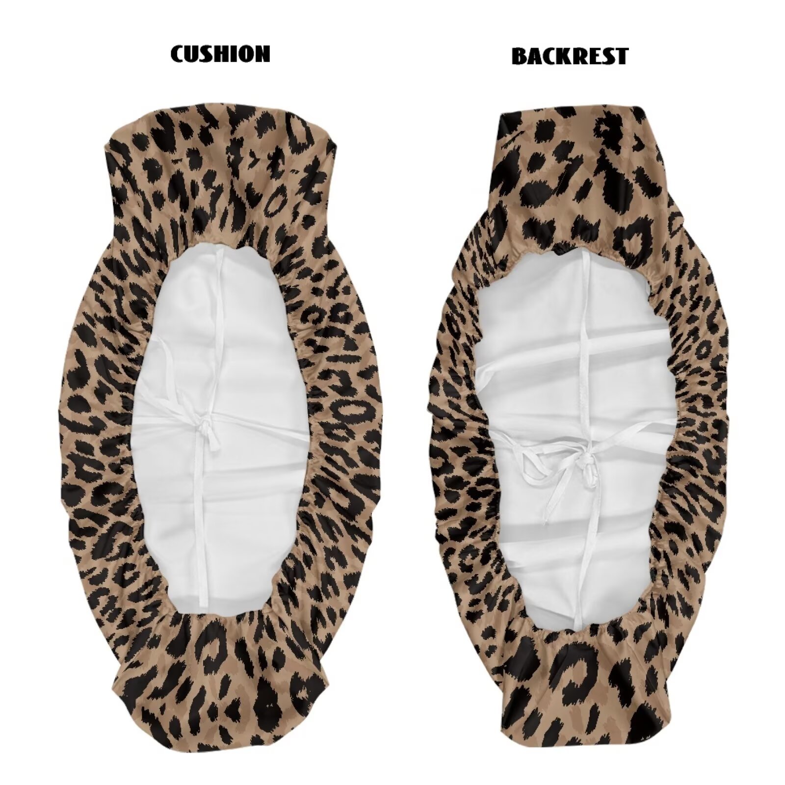 Yuyamidu Brown Leopard Print UTV Seat Cover 2 PCS Mule Bench Seat Cover Compatible with Kawasaki Mule 3000 3010 3020 4000 4010 2001-2023 2025 UTV Accessories