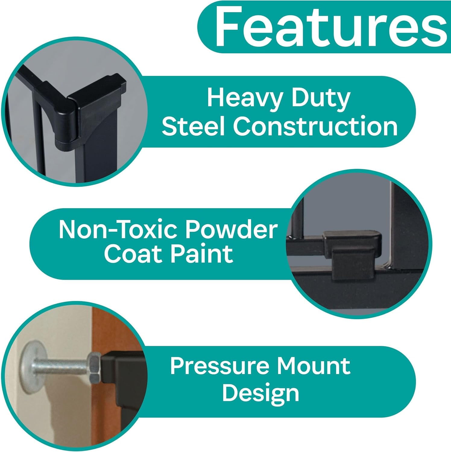 KidCo Gateway Pressure Plus for Child Safety, Black