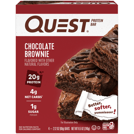 (3 pack) Quest Protein Bar, Chocolate Brownie, 20g Protein, Gluten Free, 4 Count