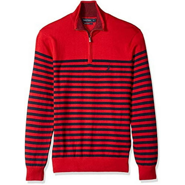 Nautica - Nautica Mens Half-Zip Mock-Neck Striped Navtech Sweater ...