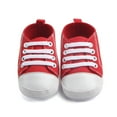 thumbnail image 6 of Quealent Unisex Baby Boys Girls High Top Sneaker Soft Anti-Slip Sole Newborn Infant First Walkers Canvas Denim Shoes Red for Size 5.5, 6 of 9