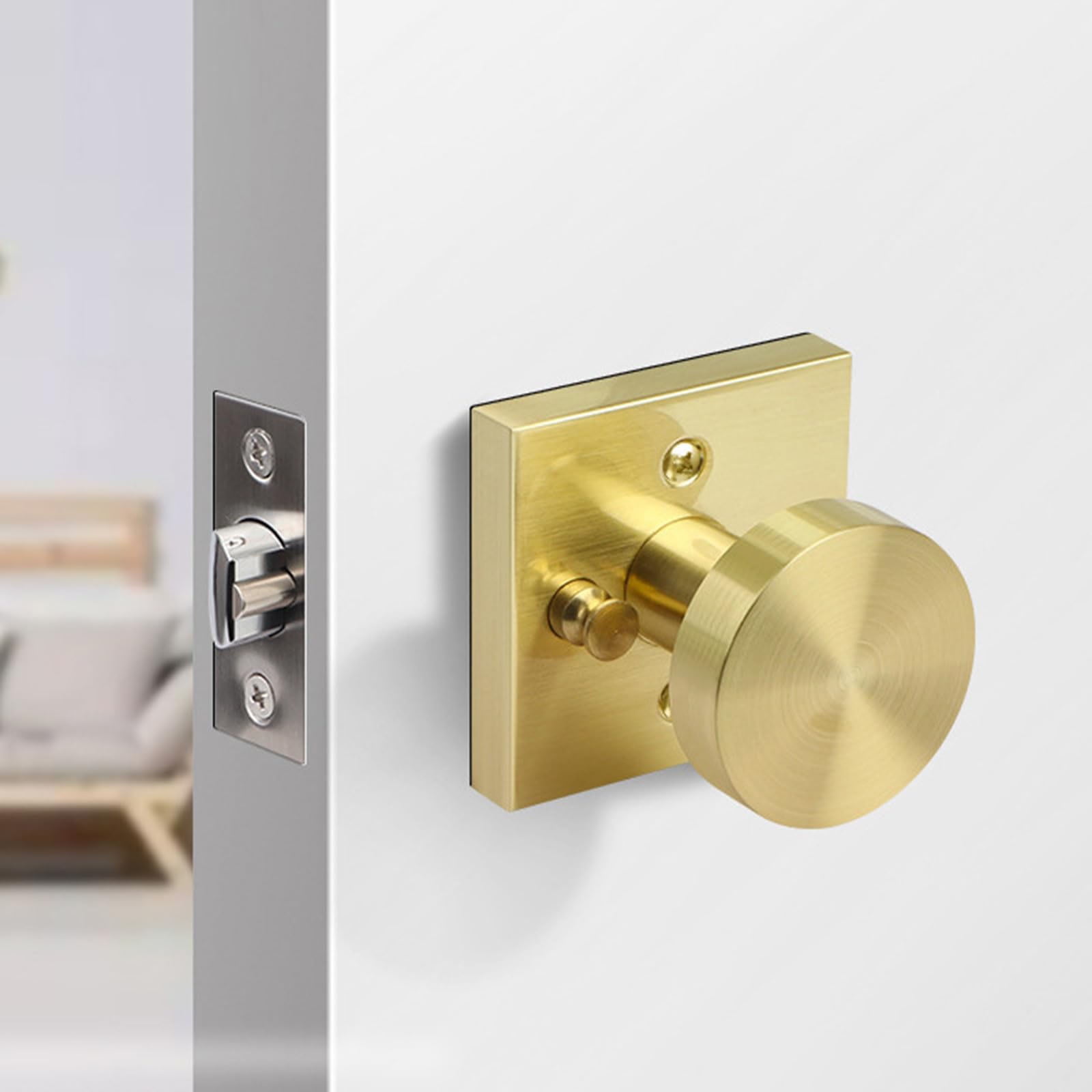 Practical Easy Installion Satins Brass Door Knobs Convenient Accessory for Standard Size Interior Door Daily Use