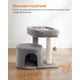 thumbnail image 4 of Árbol para Gatos, Rascador con Plataforma Acolchada, con Tronco de Sisal, para Gatitos, Gris Claro, 4 of 9