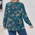 thumbnail image 4 of Xyxonk Womens Plus Size Tops Long Sleeve Loose Fit T Shirts Crew Neck Pleated Vintage Floral Print Blouses Dressy Casual Fall Outfits L-5X, 4 of 5