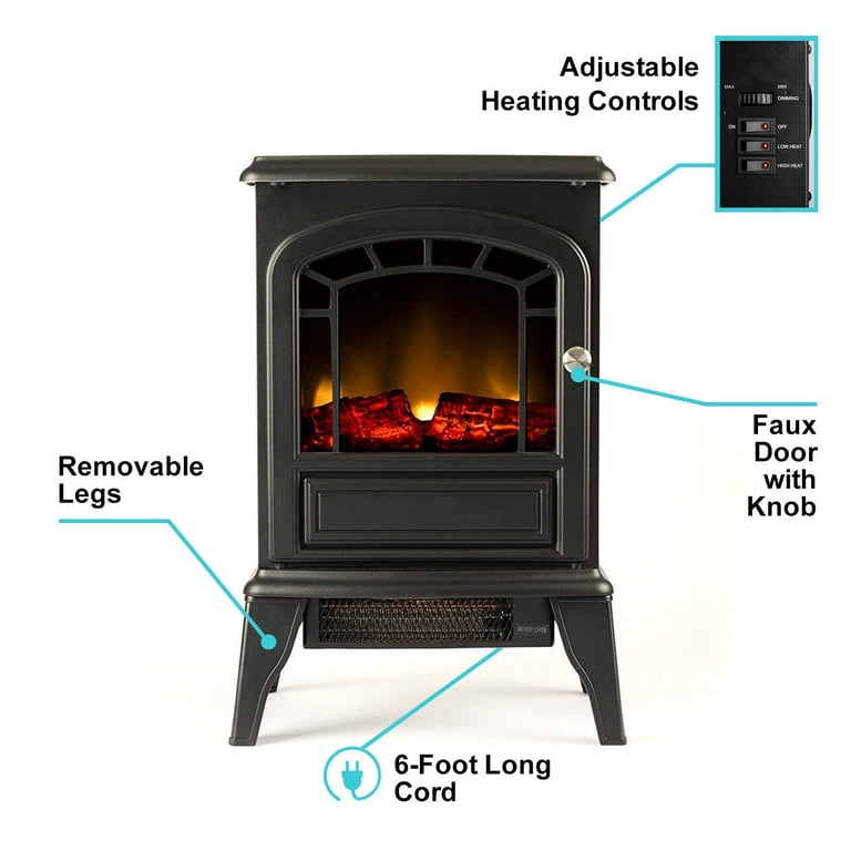 e-Flame USA Aspen Freestanding Electric Fireplace Stove, 3D Log, and Fire  Effect (Black) - Walmart.com