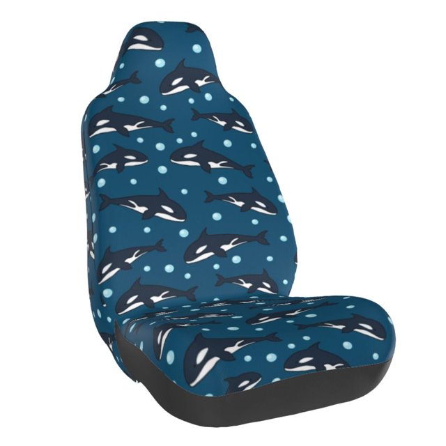 Wukai Cute Shark Full Set Car Seat Covers with Soft Padding Universal Auto Front Seats Protector and Cushion Mat