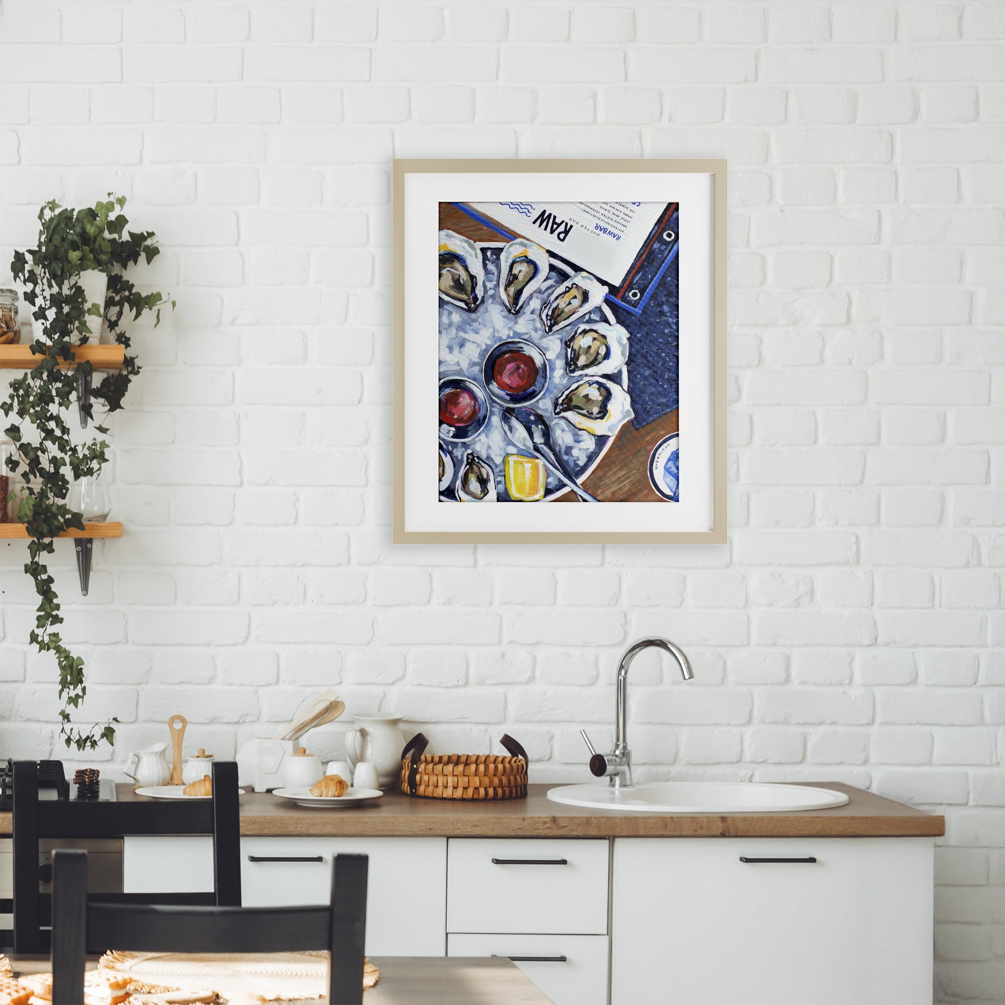 Stupell Industries Oysters on Ice Birch Framed Print Under Glass, design by Rachel Nerney