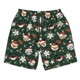 thumbnail image 2 of Honeii's Festive Forest Friends Print Men's Casual Shorts with Drawstring，Swim Trunks Quick Dry Beach Shorts, 2 of 5