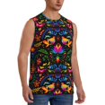 thumbnail image 2 of Easygdp Mexican Flower Traditional1 Men's Breathable Tank Tops Sleeveless Sporty T Shirts for Basketball, Mountaineering, Bodybuilding -Small, 2 of 8