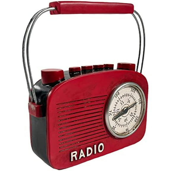 Urbalabs Vintage Money Bank Radio, TV, Camera, Robot Retro Style Piggy Bank for Kids Adults Large Coin Bank Fall Out Desk Office Table Home Decor 70's Feel (Red Radio)