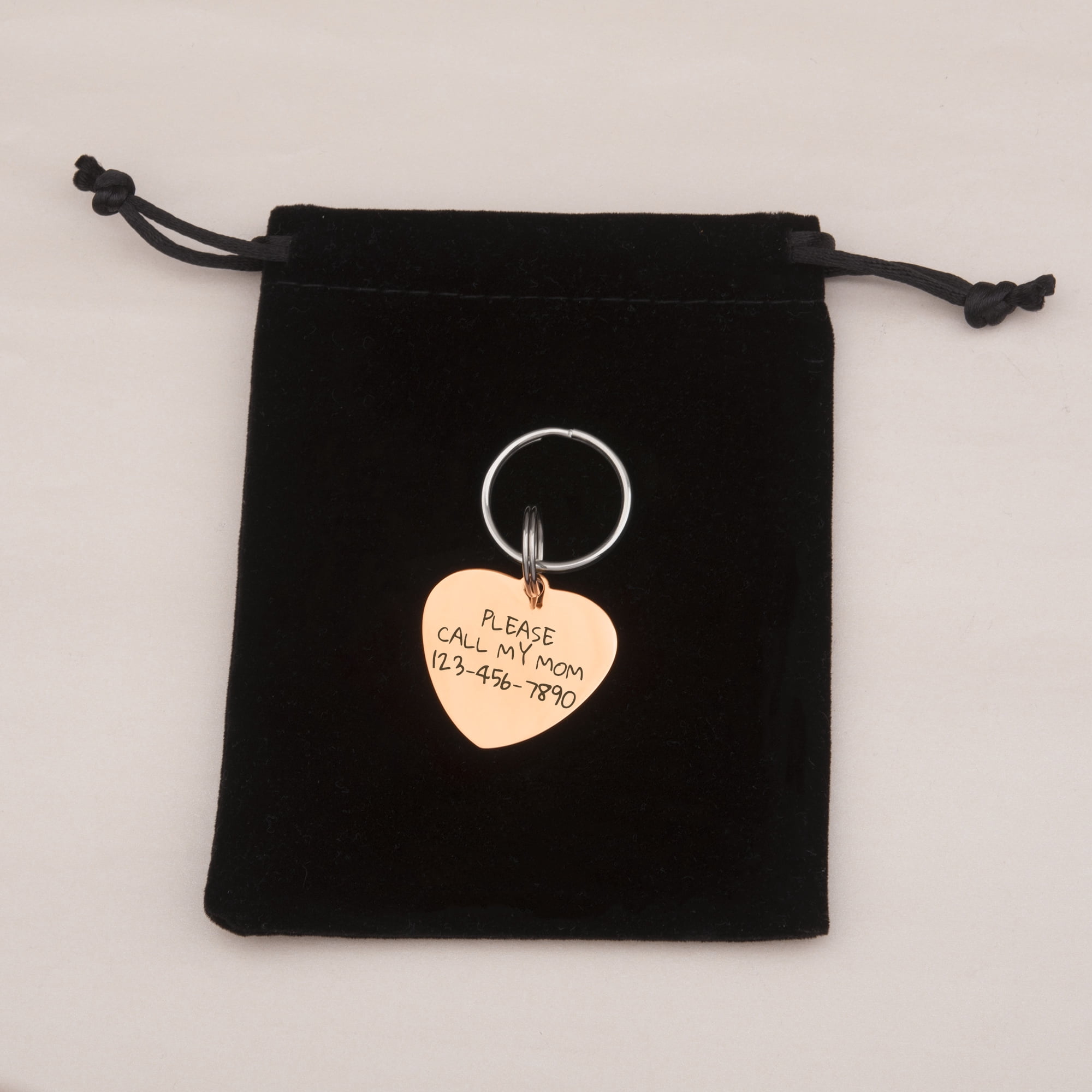 Anavia Stainless Steel Metal Heart Name - Boarder Birthday Holiday Christmas Engraved Dog Cat ID Tag, Rose Gold