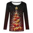 thumbnail image 4 of Women's Christmas Shirts Graphic Print Long Sleeve Crewneck Pullover Top Red S, 4 of 8