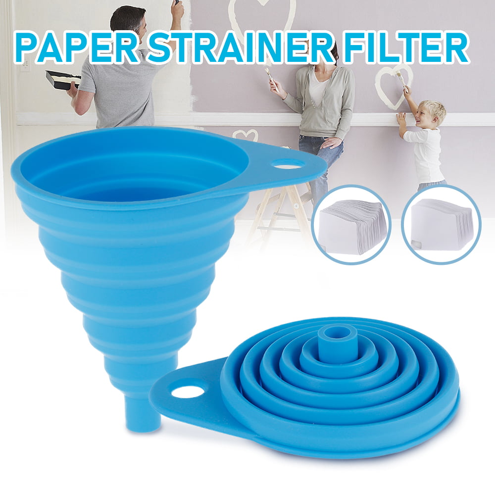 Blue N /A JINXM 100 PCS Disposable Paper Paint Filters with 1 PCS Silicone Folding Funnel Cone Funnel 