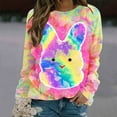 thumbnail image 1 of Qiopertar Mode Femmes T-Shirt à Manches Longues Col Rond Imprimé de Pâques Chandail en Molleton Blouse Offres de la Semaine Liquidation à Moins de 5$ jusqu'à 90 % de Réduction, 1 of 5