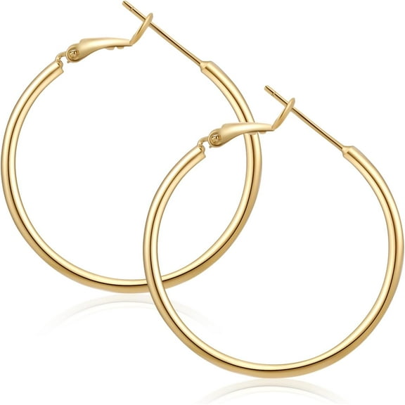 14K Gold Hoop Earrings For Womens Rectangle Hoop Earrings Gold Plated Small Hoops[Z1]