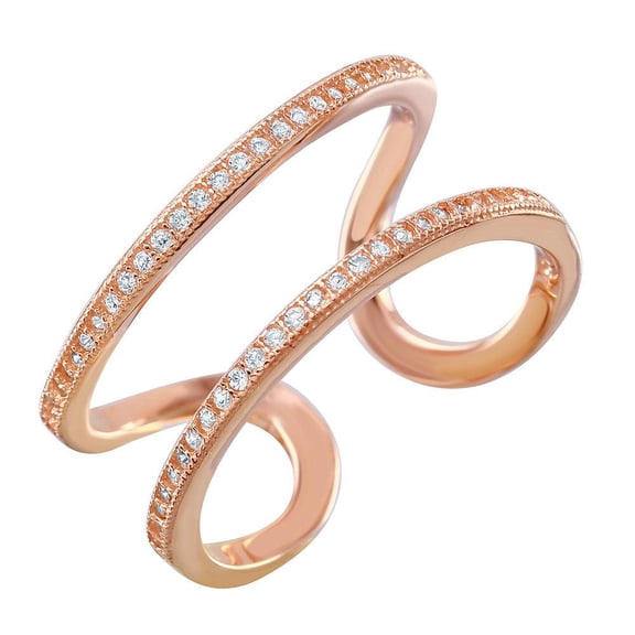 Rose Gold Plated Sterling Silver 925 Adjustable Entangling Ring Band White CZ Female Size 5