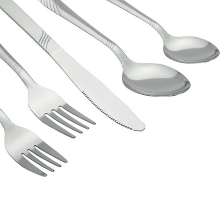 Mainstays Swirl 49 Piece Stainless Steel Flatware and Organizer Tray Set, Service for 8