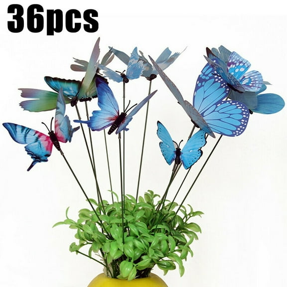 Garden Butterflies Butterfly Stakes Garden Yard For Indoor And Outdoor Gardens PVC 36 Pcs Casement Boxes Decor