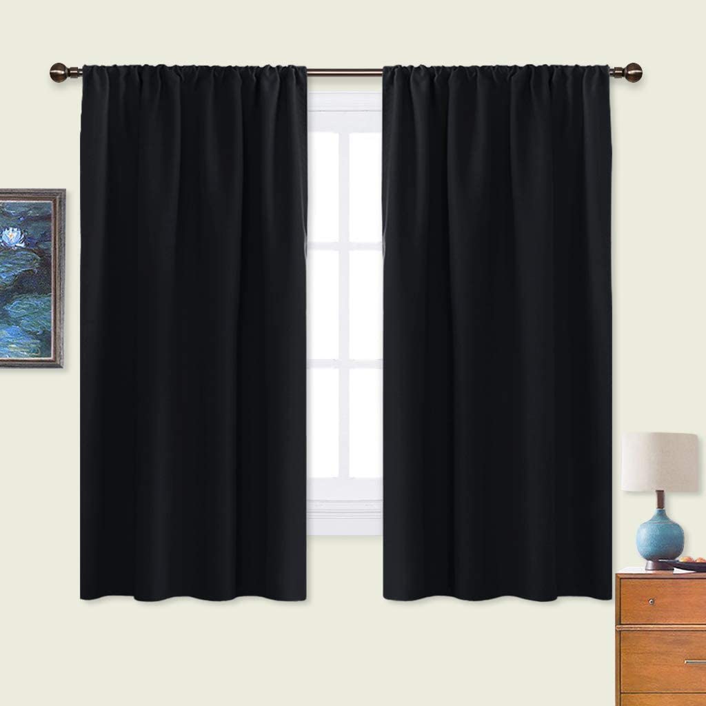MAFNIO Black Blackout Curtain Blinds - Solid Thermal Insulated Window
