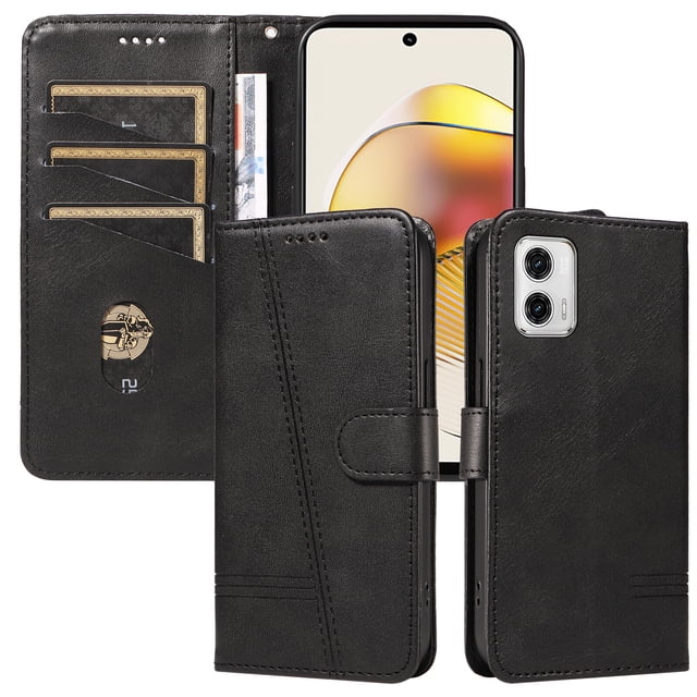 Phone Case for Motorola MOTO G73 Magnetic PU Leather Card Slots Durable Wallet Cover