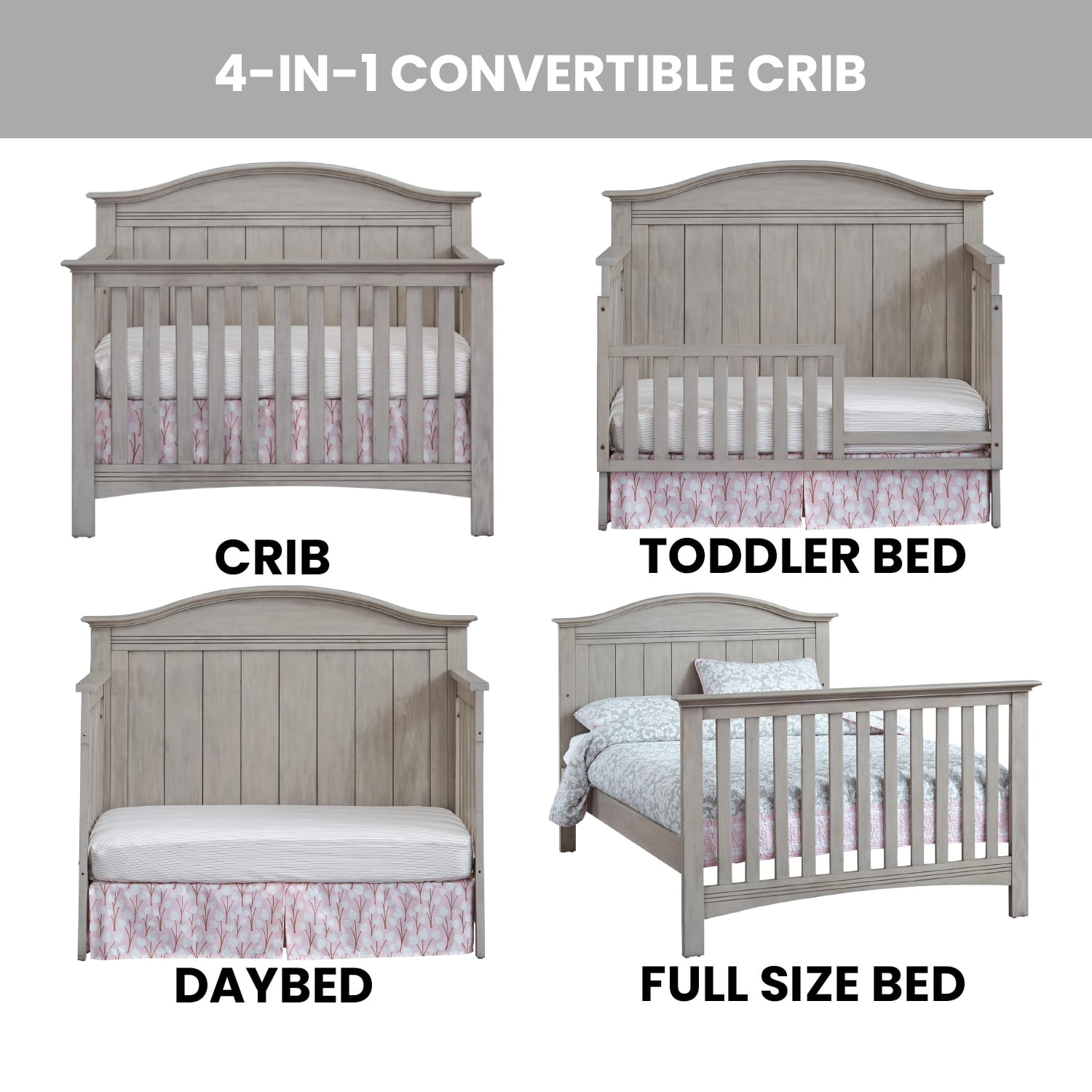 Soho Baby Sheridan 4 in 1 Convertible Crib Stone Wash