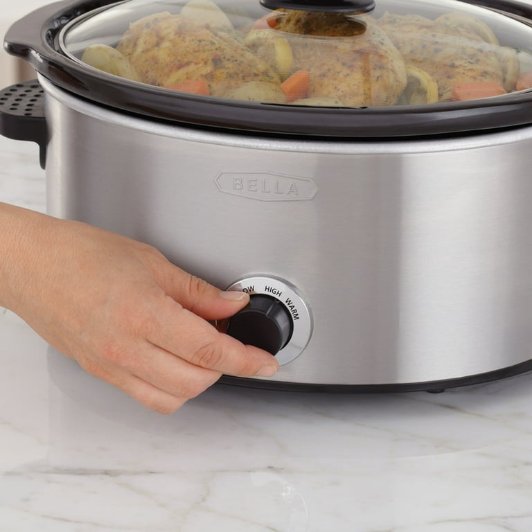 Bella - 5-qt. Slow Cooker with Dipper - Stainless Steel