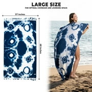 Hencely Tie Dye Beach Towel, 37 x 68 Inches, 100% Cotton Soft  Absorbent Turkish Beach Towels for SPA, Pool, Gym and Bathroom (Navy)