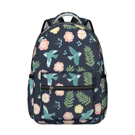Pioneer Flower Floral Print Pattern Backpack for School, Cute School Bag with Adjustable Shoulder Straps and Padded Back, 15.3"x11"x7.1"