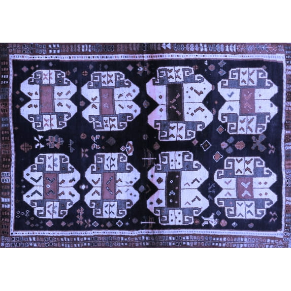 Ahgly Company Indoor Rectangle Abstract Blue Contemporary Area Rugs, 2' x 4'