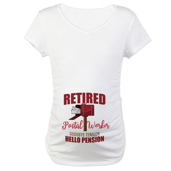 CafePress - Retired Postal Worker Funny Post Maternity T Shirt - Cotton Maternity T-shirt, Cute & Funny Pregnancy Tee