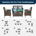 thumbnail image 4 of ELPOSUN Patio Furniture 4 Pieces Outdoor Wicker Rattan Chair Balcony Conversation Sets Porch Furniture Sectional Loveseat w Cushions and Table for Backyard Pool Garden (Grey-Turquoise), 4 of 7