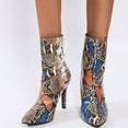thumbnail image 6 of Fesfesfes Cowgirl Boots For Women Winter Serpentine Printed Personalized High Heel Matching Color Short 6(37), 6 of 8