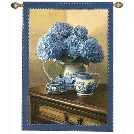 Manual Woodworkers and Weavers HWGBLU Blue Willow Tapestry Wall Hanging Vertical 35 X 47 in.