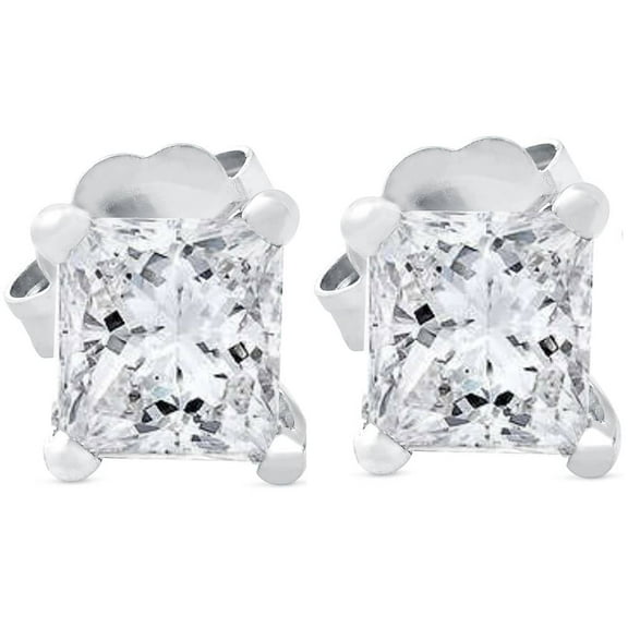 Pompeii 1ct Princess Cut Lab Grown Diamond Studs 14K White Gold (G,VS)
