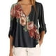 thumbnail image 4 of Blusa Camisa con cuello en V y estampado floral Blusa suelta de manga larga Top de mujer, Negro, XXL Methold AP002021-05, 4 of 5