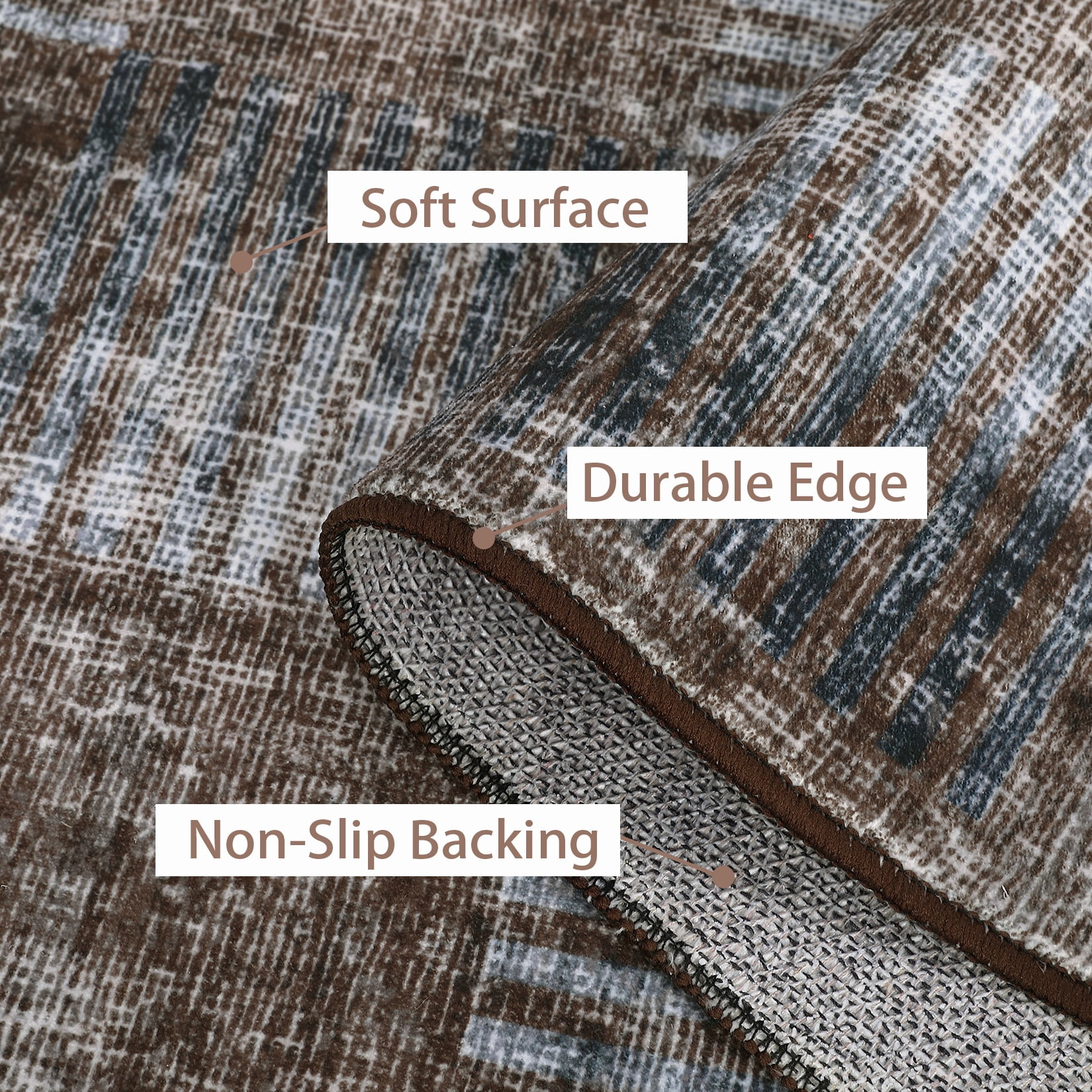Tzou Modern Washable Area Rugs 8'x10' for Living Room, Soft Plaid Carpets Non-Slip, for Dining Room Bedroom