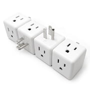 Maxxima 3 Outlet Cube Adapter Wall Plug - Grounded Electrical Wall Tap Outlet Splitter, Multi-Plug Extender for Extra Space, Convenient for Travel - 4 Pack
