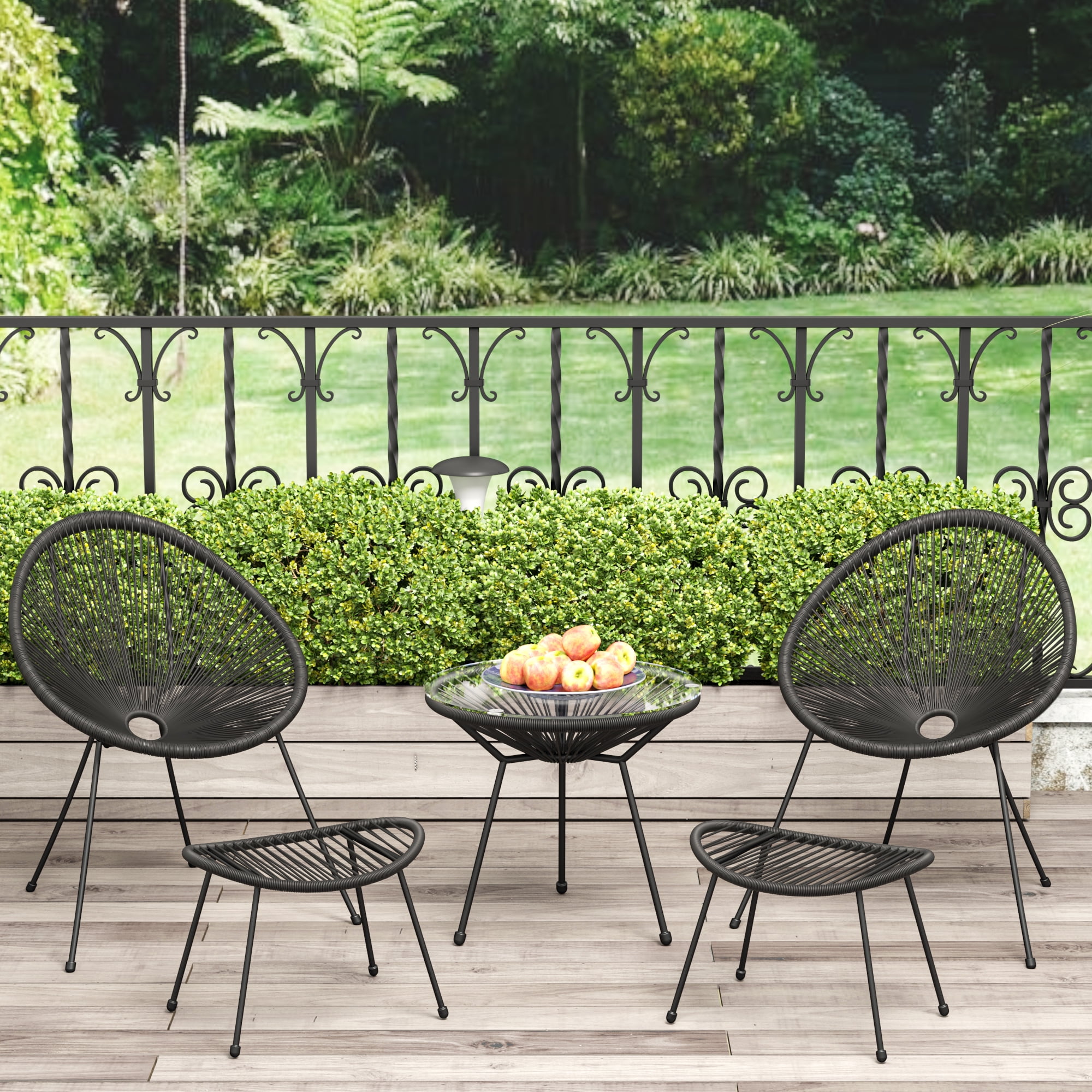 Lacoo 5 Piece Acapulco Patio Set Outdoor Conversation Bistro Set