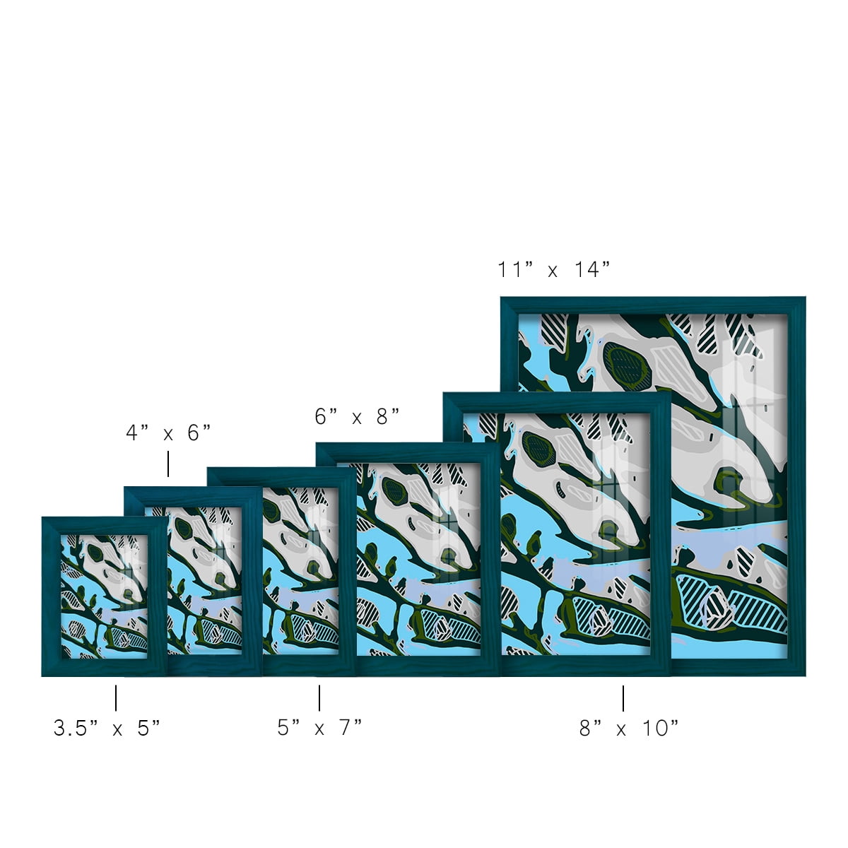 Abstract Tree Limbs I -Framed Print w/glass-Ocean Blue