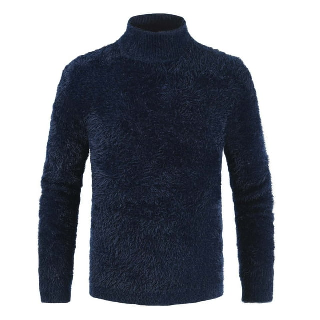 EGNMCR Chandail Homme Décontracté Uni Col Rond Chandail à Manches Longues Chandail Ajusté Tricoté Col Roulé
