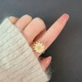 thumbnail image 3 of Enamel Daisy Flower Plant Anxiety Knuckle Ring for Women Golden Metal Copper Rotate Freely Ring Fidget Spinner Ajustable, 3 of 3
