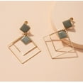 thumbnail image 4 of Clip on 2 3/4" gold and gray double square dangle earrings, 4 of 4