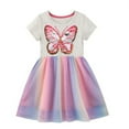 thumbnail image 4 of WIBACKER 2-7T Toddler Girls Cotton Casual Dress Sequins Butterfly Princess Tutu Dresses 2T, 4 of 8