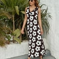 thumbnail image 6 of Black And White Floral Design Dress Summer Street Style Bohemia Long Dresses Female Sleeveless Printed Maxi Dress, 6 of 9