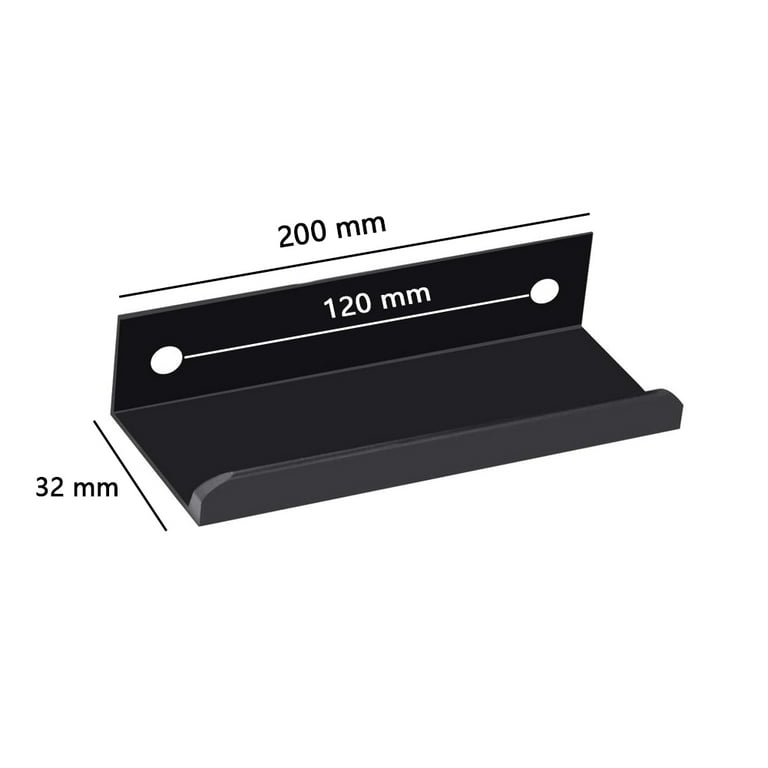 4Pcs Black Back Mount Finger Edge Pulls - 400mm (15.7") Aluminum Hidden Handles For Cabinet Drawer Doors