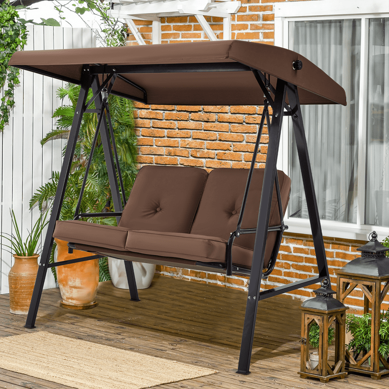 AECOJOY, Outdoor Patio Canopy Swing, 2 Persons, Brown - Walmart.com