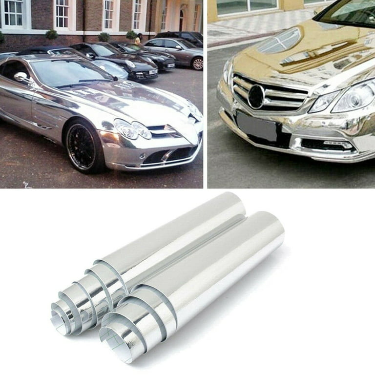 Ssamall Car Vinyl Wrap Chrome Silver Self Adhesive DIY Decals Arts and  Crafts 12x79