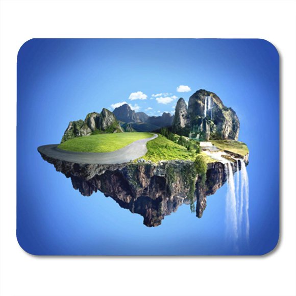 NUDECOR Amazing Fantasy Scenery Floating Islands Water Fall and Field Mousepad Mouse Pad Mouse Mat 9x10 inch