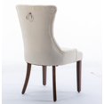 thumbnail image 4 of Set of 6 Wingback Upholstered Dining Chairs with Linen Fabric, Fabric Side Dining Room Chairs with Tufted Button, Living Room Chairs for Home Kitchen Dining Room Resturant (Beige), 4 of 9